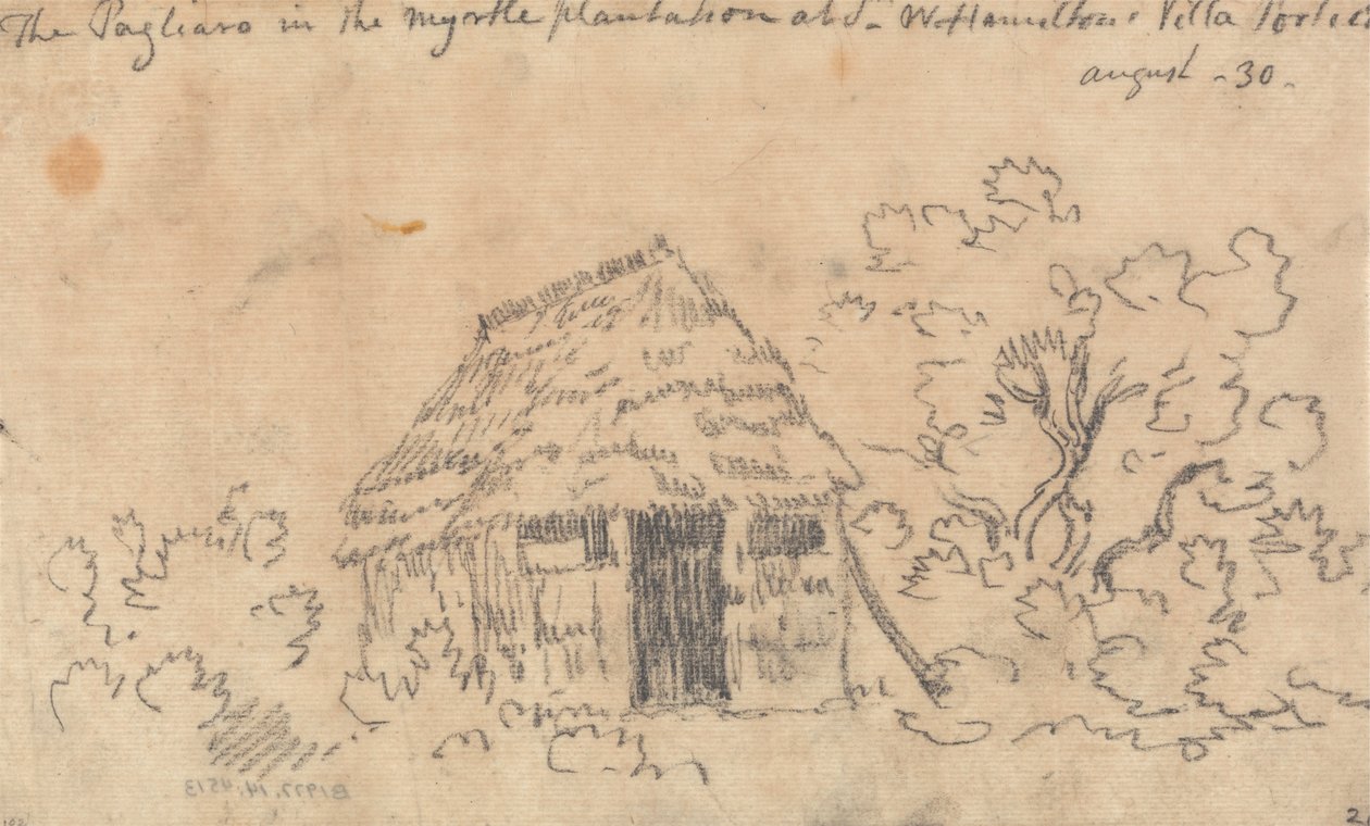 Le Pagliaro dans la plantation de myrtes à la villa de Sir William Hamilton, Portici - John Robert Cozens