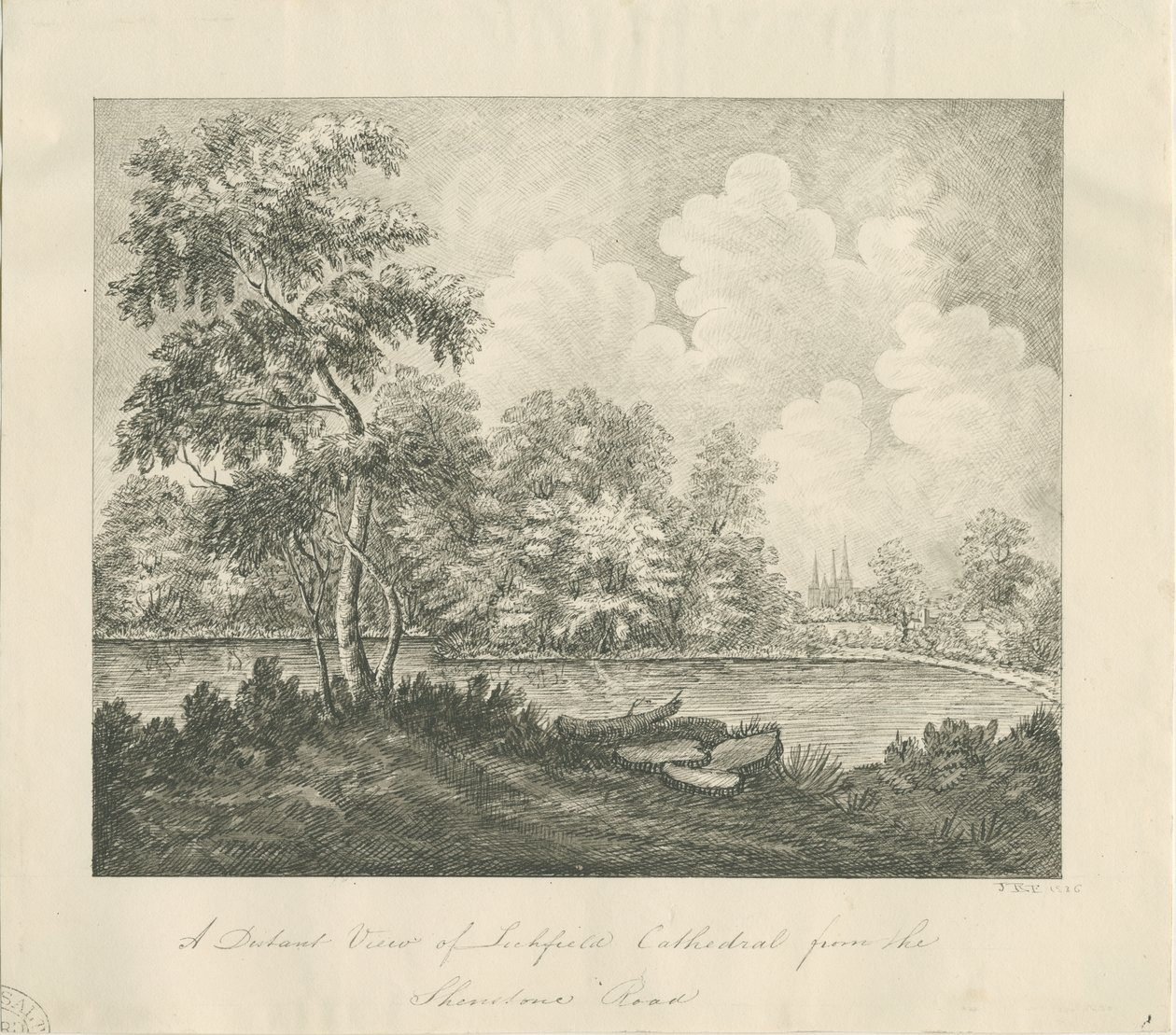 Cathédrale de Lichfield - Vue ouest-sud-ouest (distant) - John Robert Fernyhough
