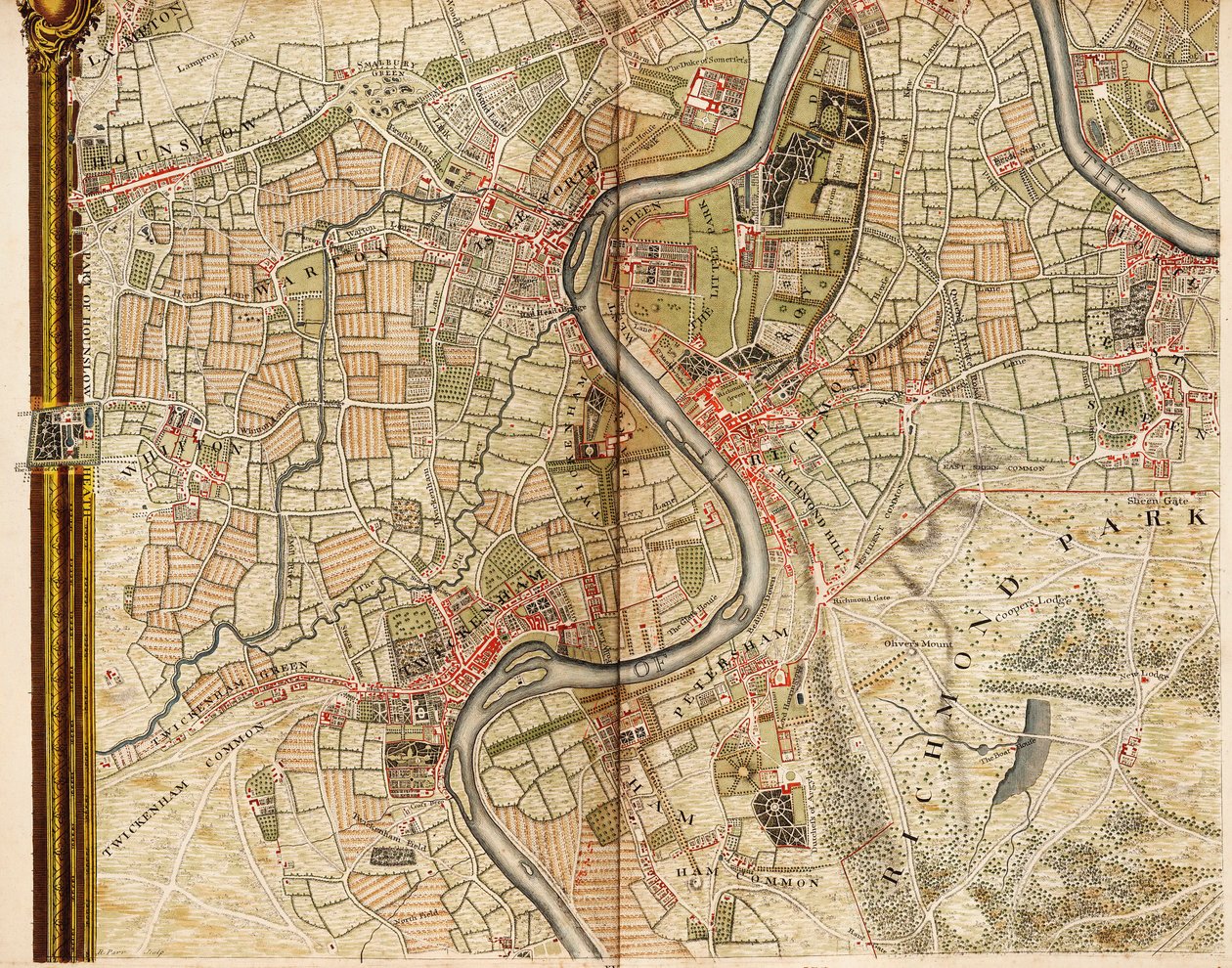 Carte de Hounslow, Twickenham et Richmond - John Rocque