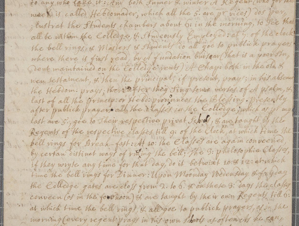 Lettre de John Row, étudiant à St Andrews, à son oncle, 1691 - John Row