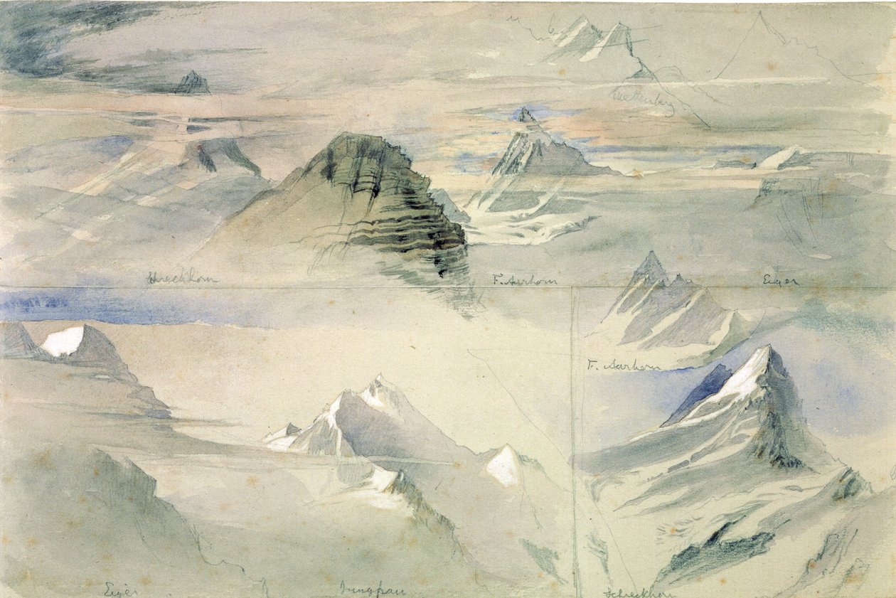 Pics Alpins : Jungfrau et autres, 1846 - John Ruskin
