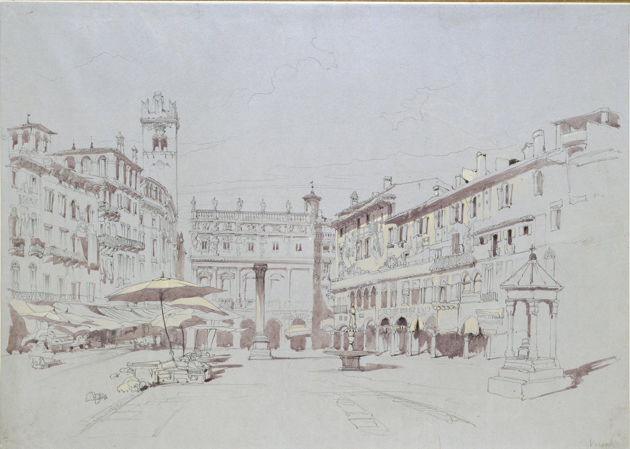 Étude pour détail de la Piazza delle Erbe, Vérone, 19 mai 1841 - John Ruskin