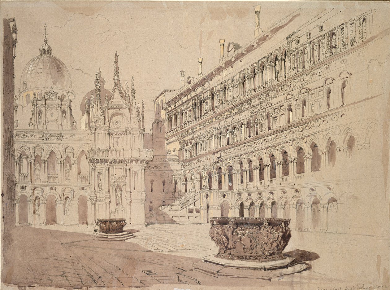 La cour du palais ducal, Venise, mai 1841 - John Ruskin