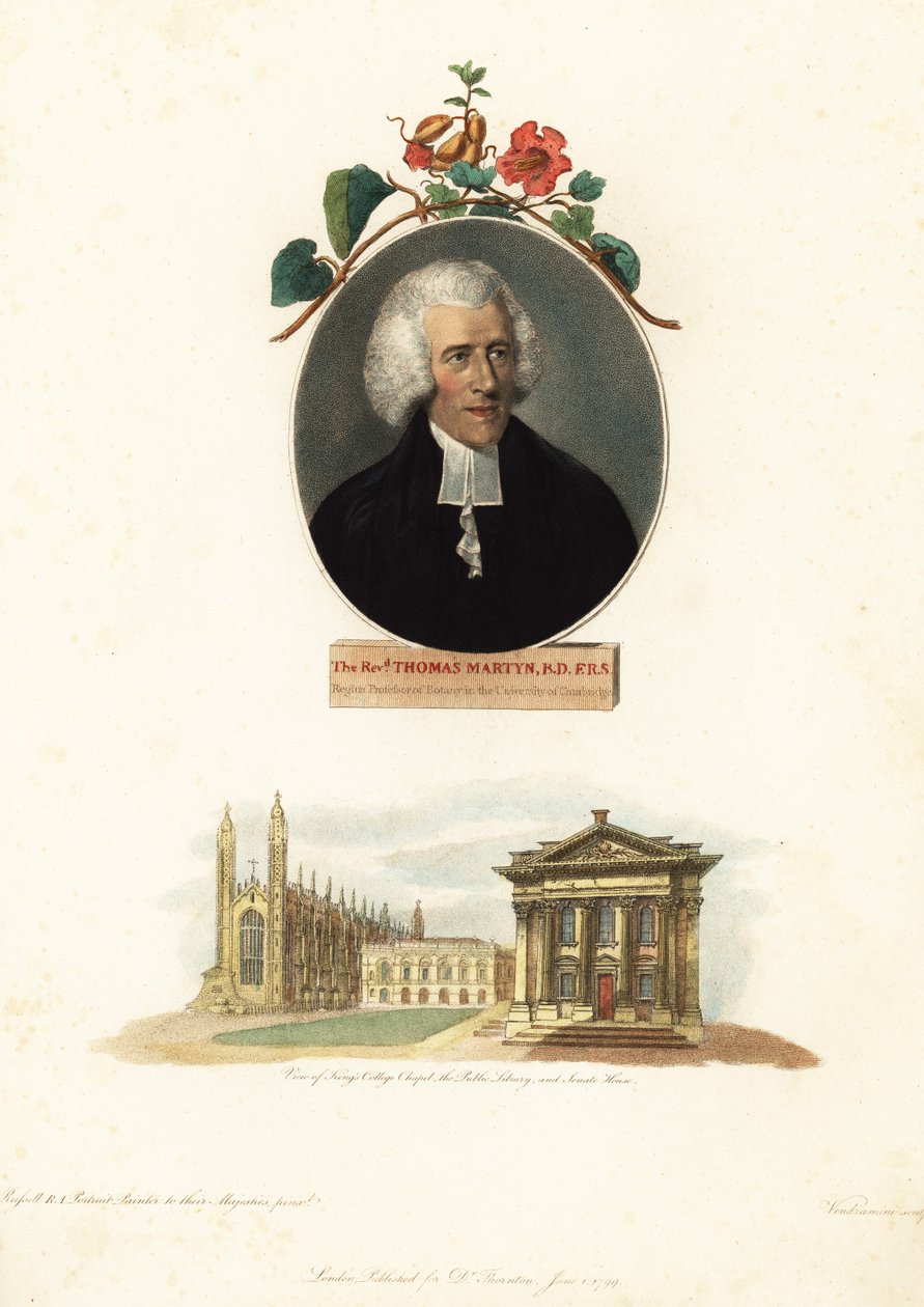 Thomas Martyn, professeur de botanique, Université de Cambridge (gravure) - John Russel