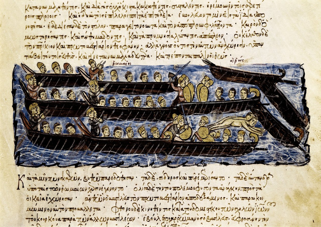 Une flotte russe, miniature de "Synopsis historiarum", vers 1126-1150 - John Scylitzes