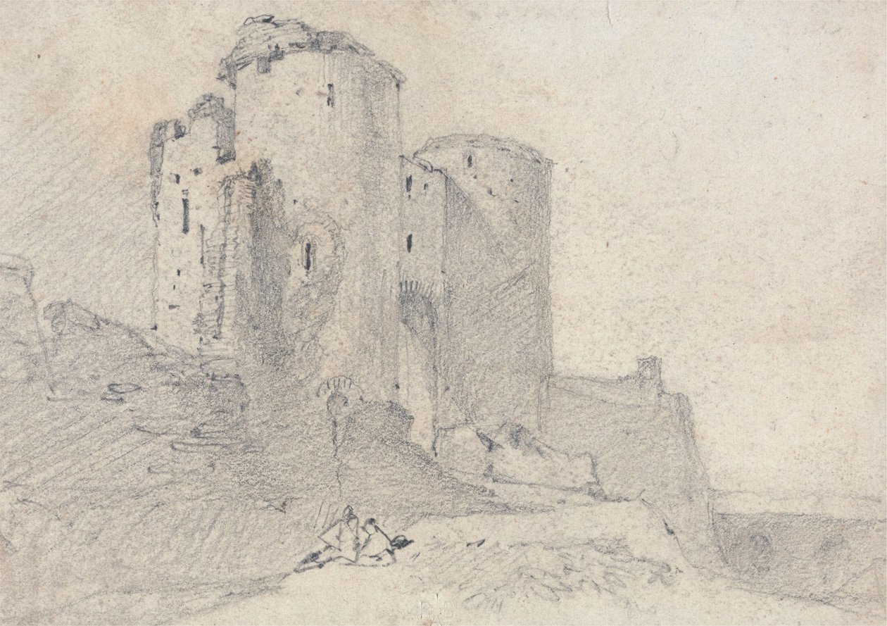 Château de Beeston, Cheshire : entrée du château - John Sell Cotman
