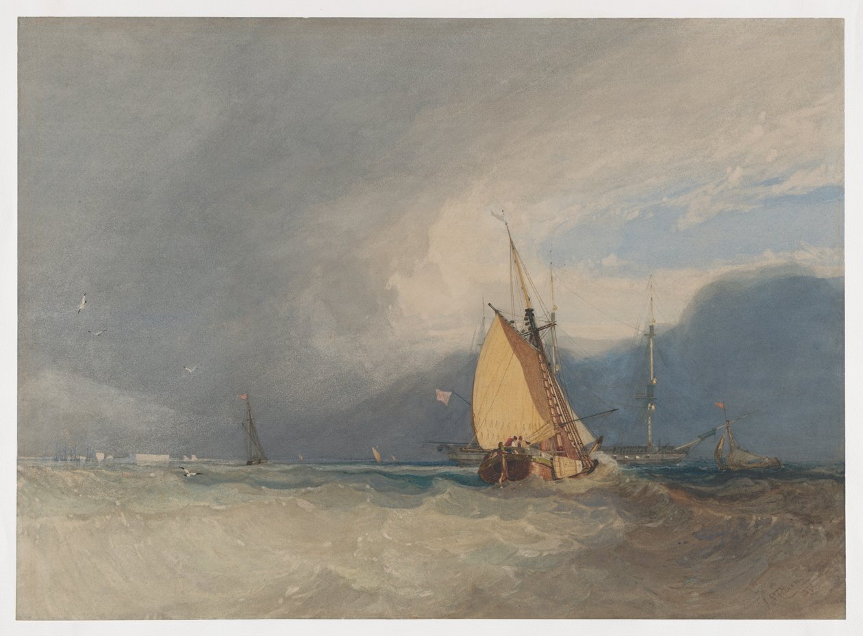 Bateaux au large de la côte, tempête approchante - John Sell Cotman