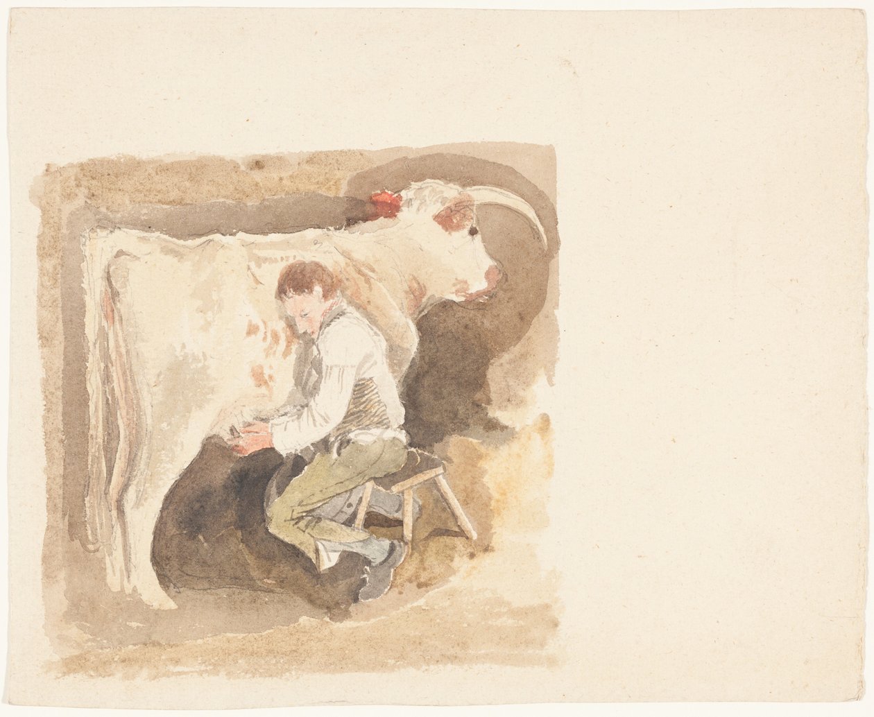 Garçon trayant une vache - John Sell Cotman