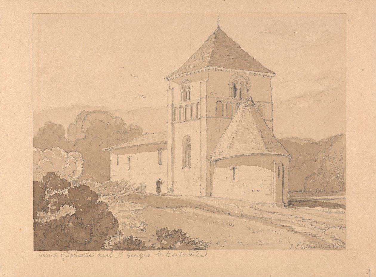 Église de Yainville, près de Saint Georges de Bocherville, Normandie - John Sell Cotman