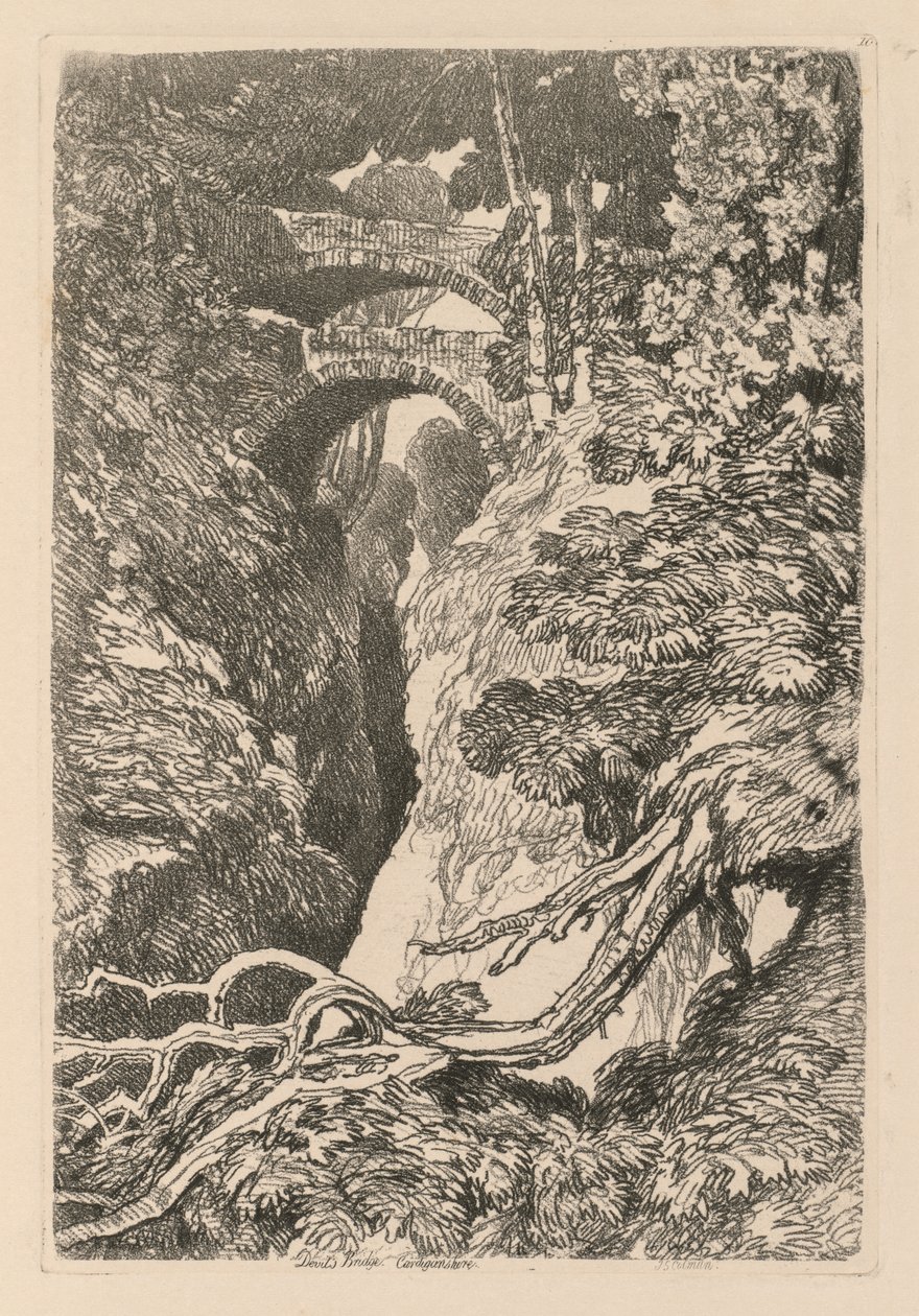 Liber Studiorum : Planche 10, Le Pont du Diable, Cardinganshire - John Sell Cotman