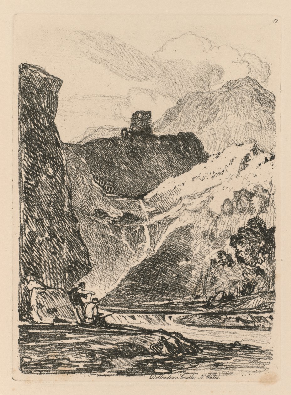 Liber Studiorum : Planche 12, Château de Dolbadern, Lac Llanberris, Nord du Pays de Galles - John Sell Cotman