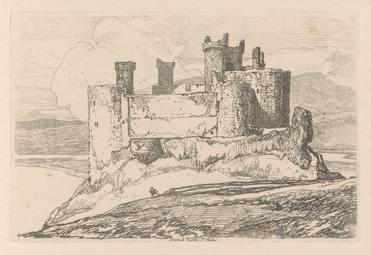 Liber Studiorum : Planche 25, Château de Harlech, N. Pays de Galles - John Sell Cotman