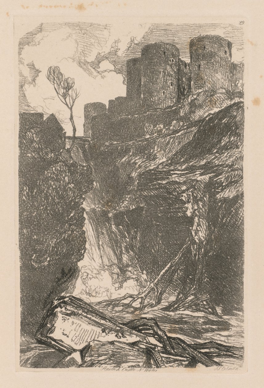 Liber Studiorum : Planche 29, Château de Harlech, N. Pays de Galles - John Sell Cotman