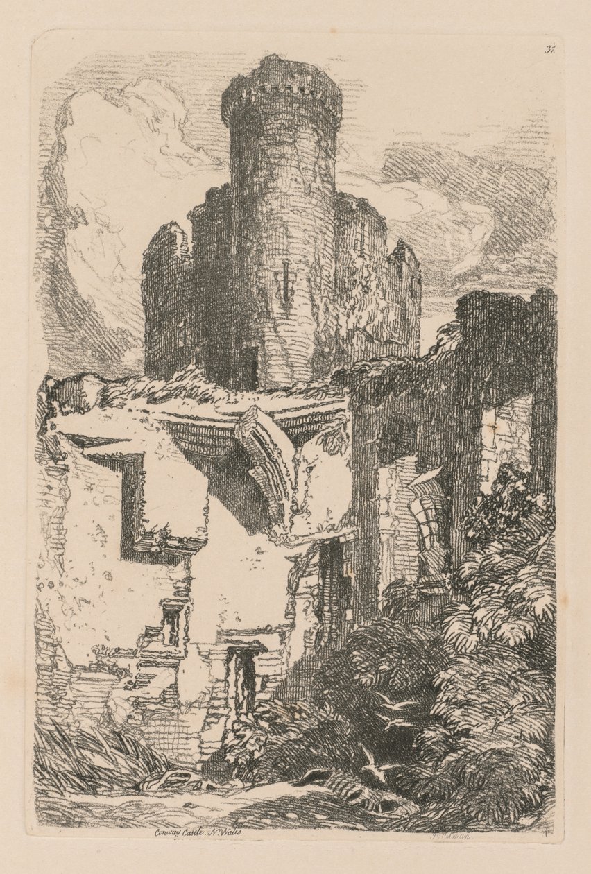 Liber Studiorum : Planche 31, Château de Conway, N. Pays de Galles, 1838 - John Sell Cotman