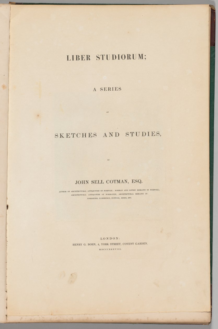 Liber Studiorum : Page de titre, 1838 | John Sell Cotman