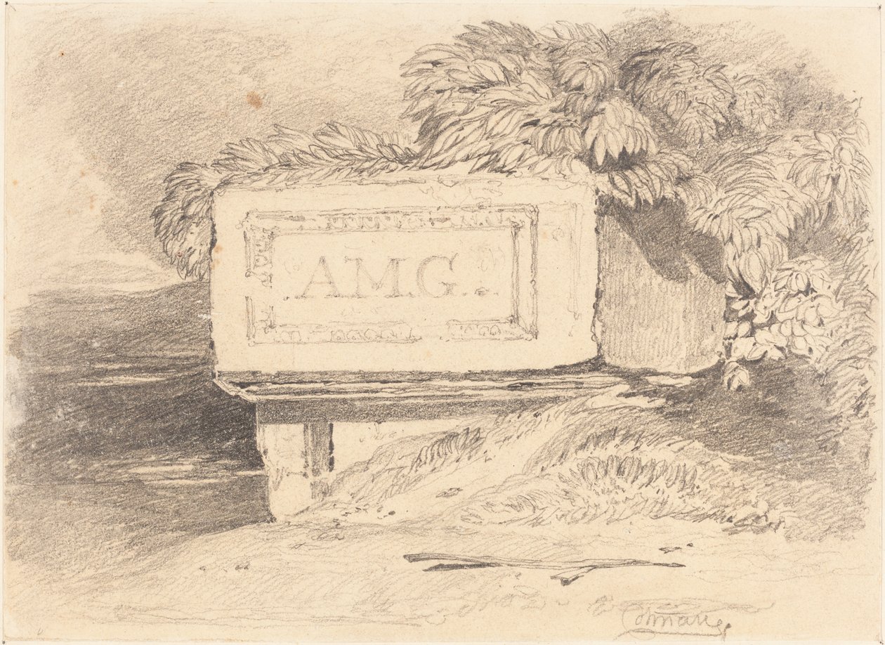 Tombeau ruiné inscrit "A.M.G." - John Sell Cotman