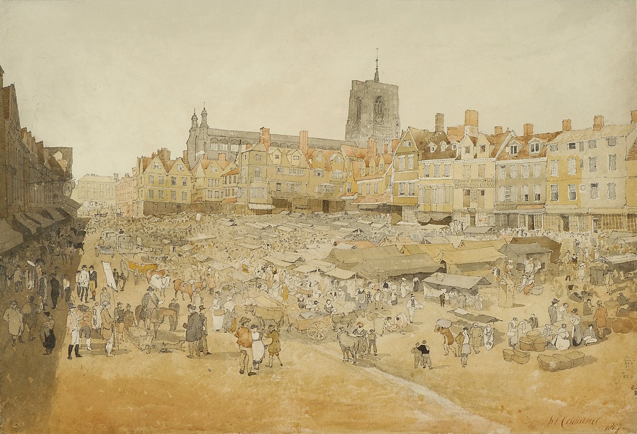 La Place du Marché, Norwich, vue de chez M. Cooper, 1807 - John Sell Cotman