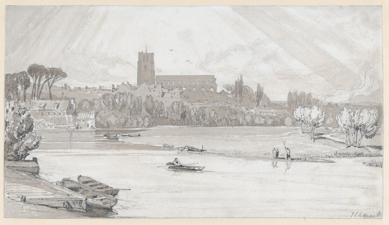 La ville de Beccles vue du pont, Suffolk - John Sell Cotman