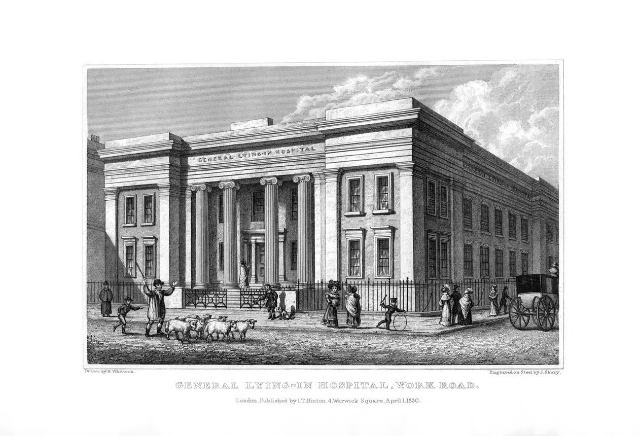 Hôpital général de la maternité, York Road, Lambeth, Londres, 1830 - John Shury
