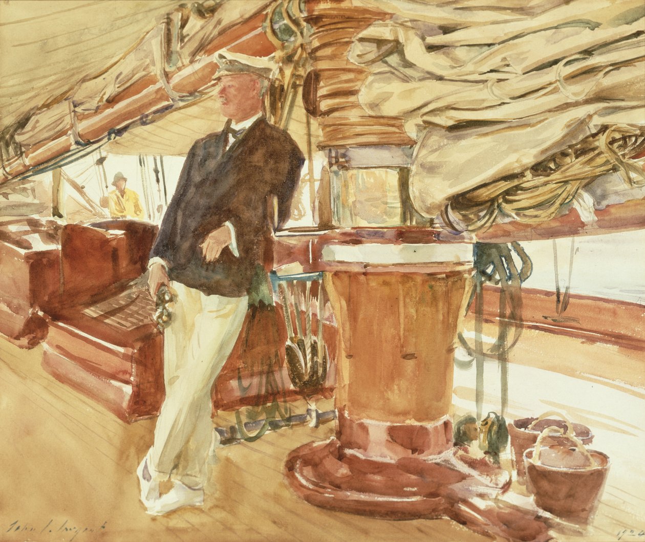 Le capitaine Herbert M. Sears sur le pont de la goélette Yacht Constellation - John Singer Sargent