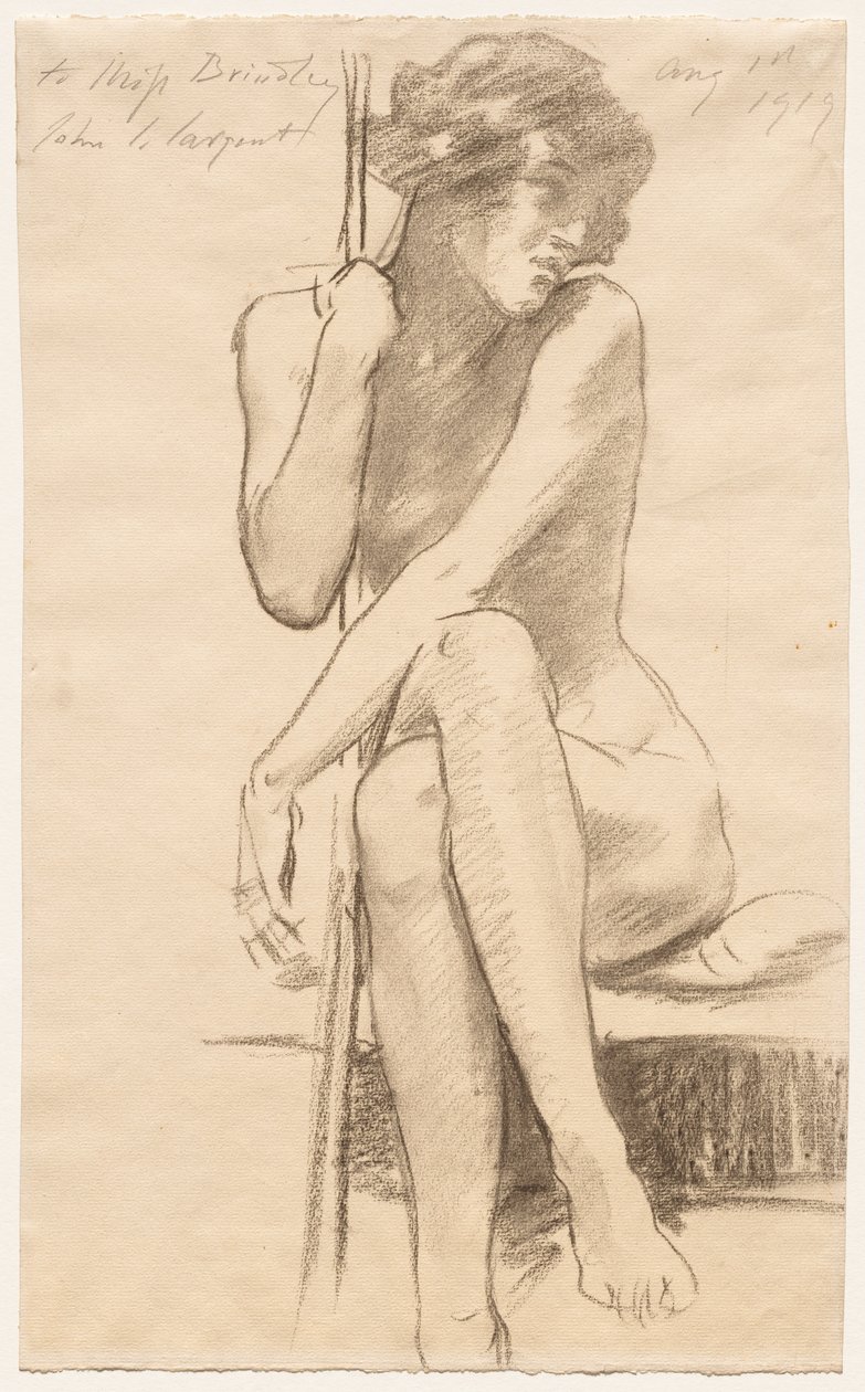 Nu féminin assis sur un banc bas - John Singer Sargent