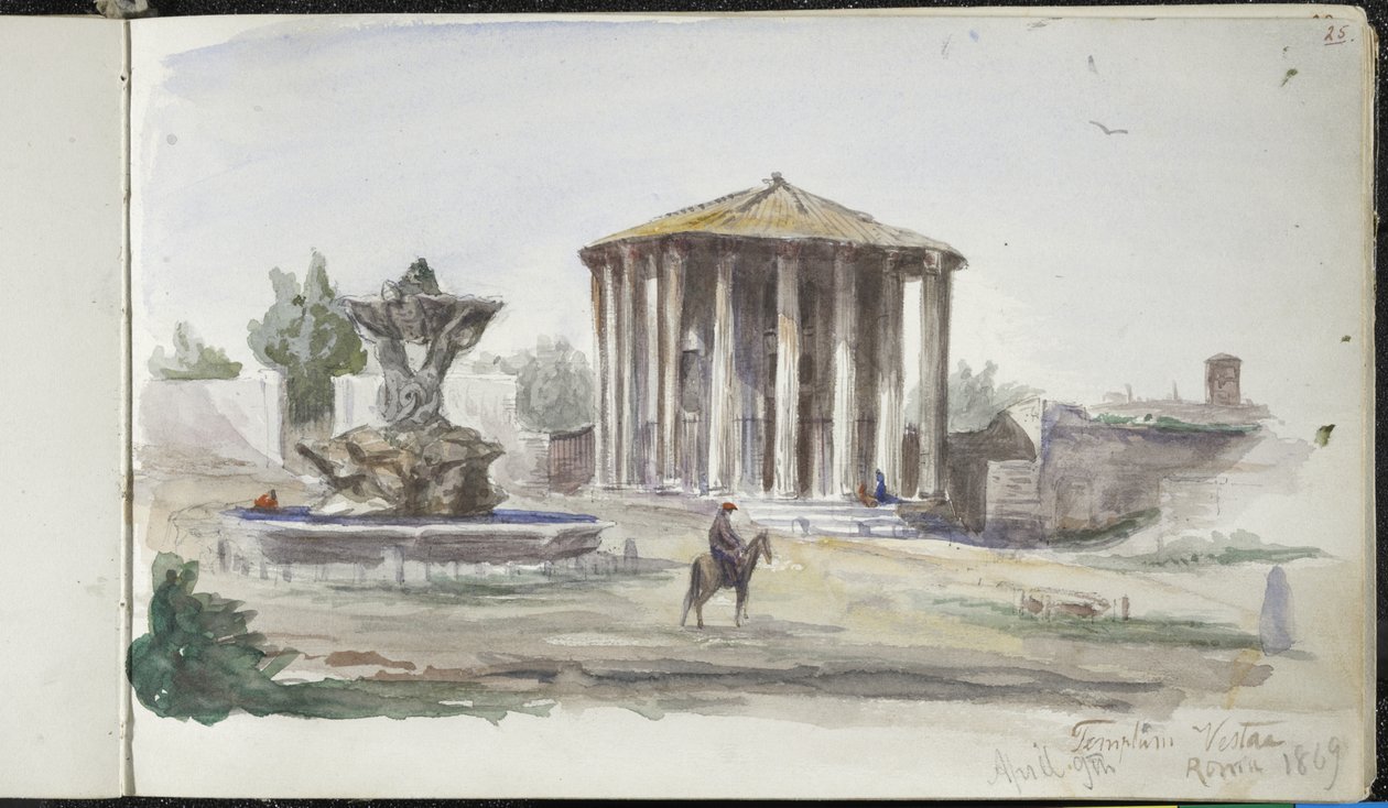Paysage avec figures, Templum Vestas, Rome, 9 avril 1869 - John Singer Sargent
