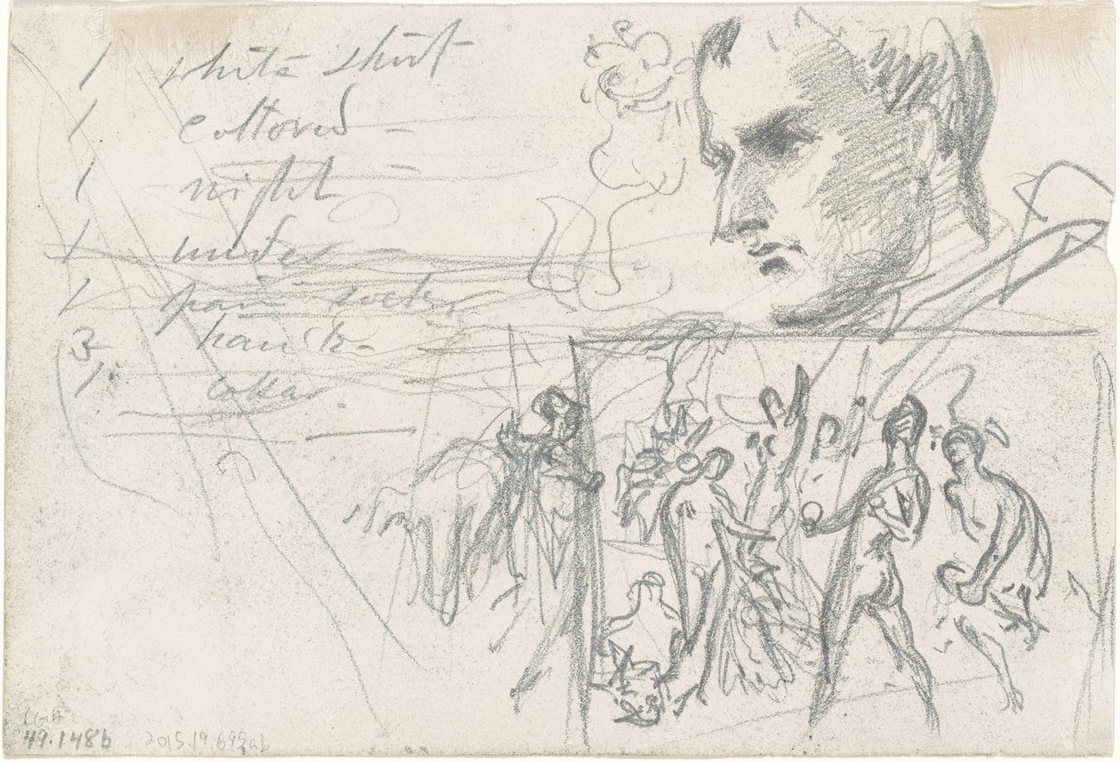 Tête napoléonienne et Jugement de Paris [verso], vers 1871-1872 - John Singer Sargent