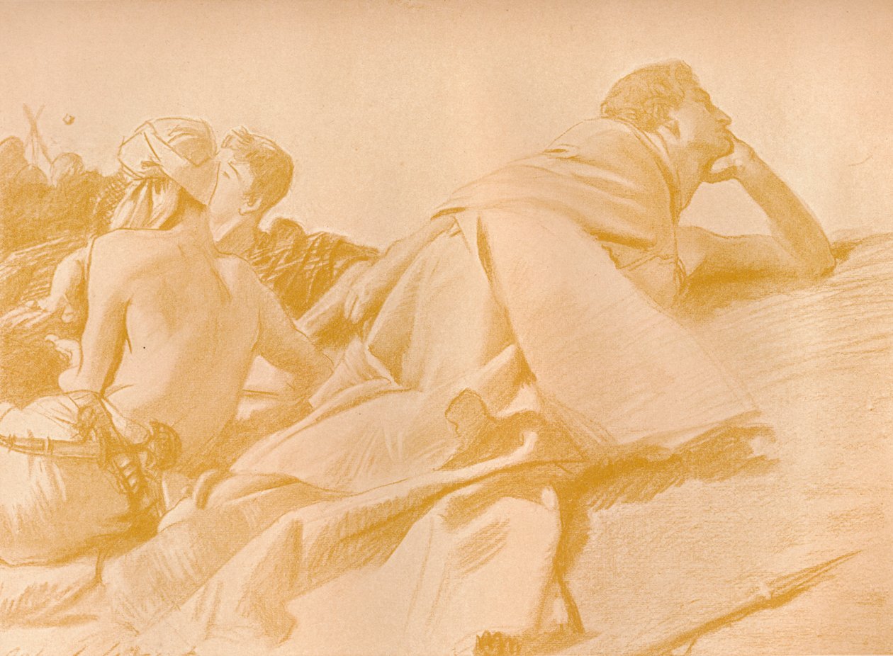 Figures allongées David dans le camp de Saül, vers 1905 - John Singer Sargent