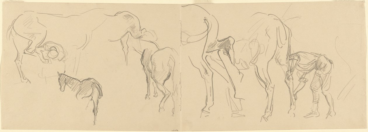 Études pour ferrer les chevaux de cavalerie au front [recto] - John Singer Sargent