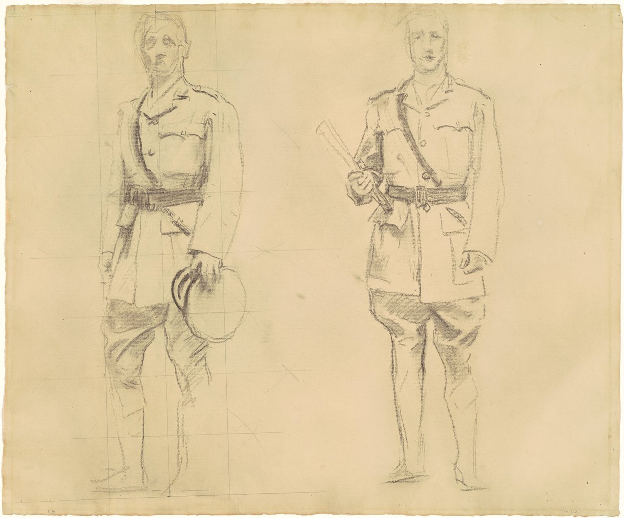 Études des généraux Plumer et Haig pour les officiers généraux de la Première Guerre mondiale [recto], 1920-1922 - John Singer Sargent