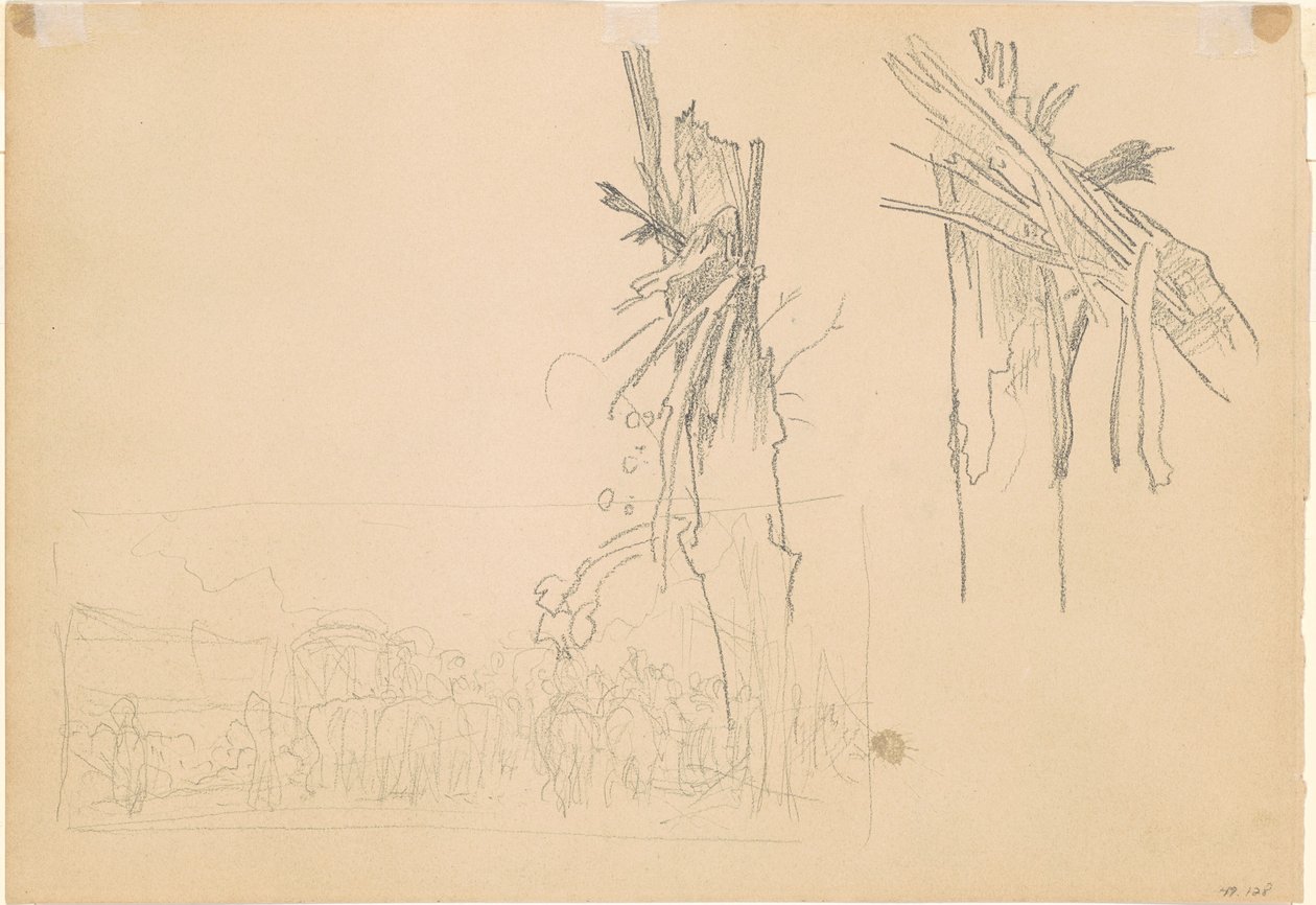 Deux arbres brisés, et étude pour La Route (verso) - John Singer Sargent