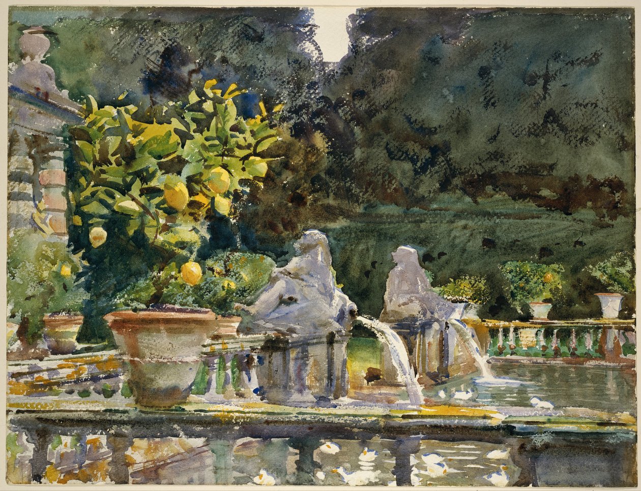Villa di Marlia, Lucques : Une fontaine - John Singer Sargent