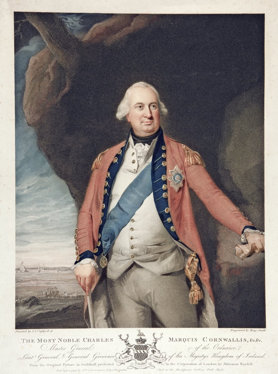 Le très noble Charles Marquis Cornwallis, pub. 1798 (gravure en couleur) - John Singleton (after) Copley