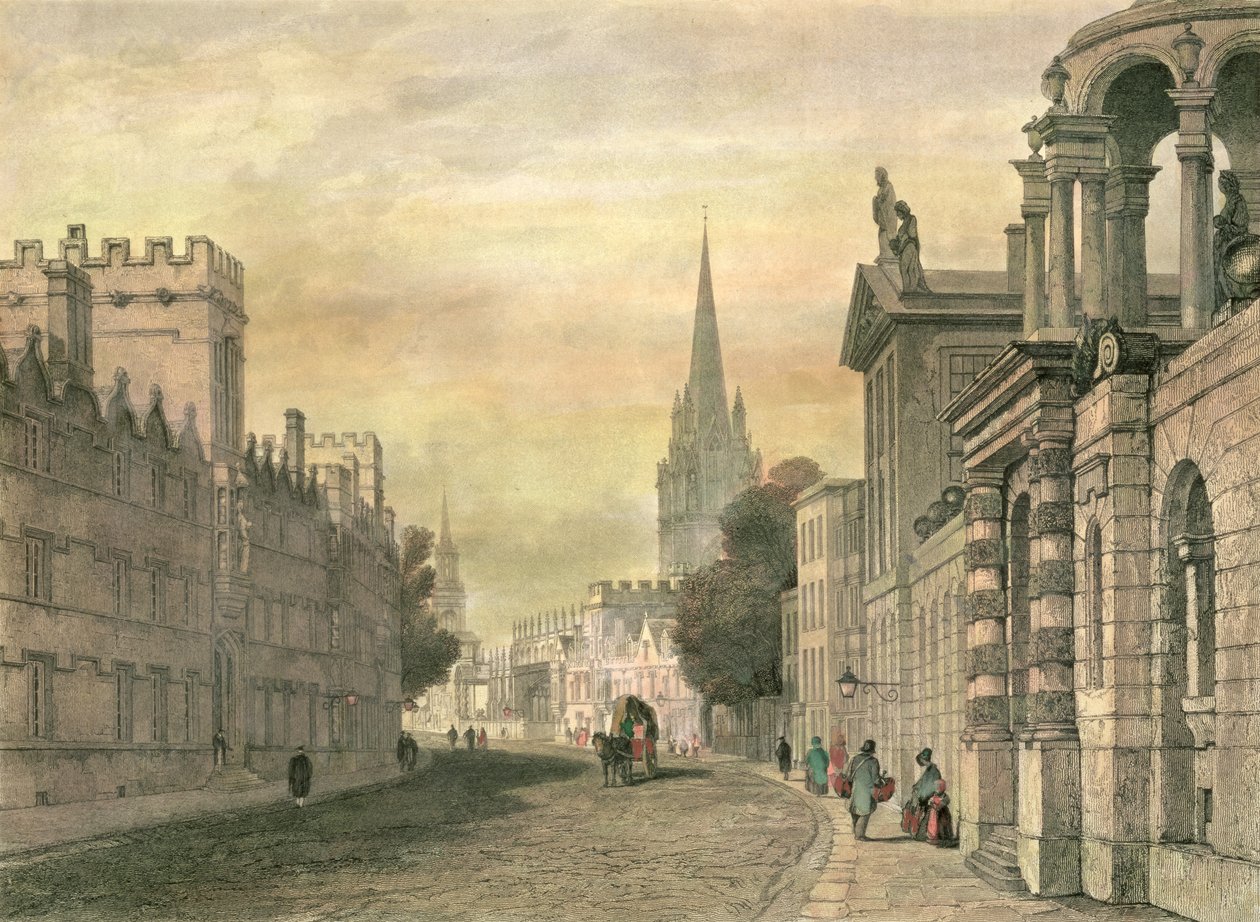 La Grande Rue, Oxford, gravée par G. Hollis, 1835 - John Skinner Prout