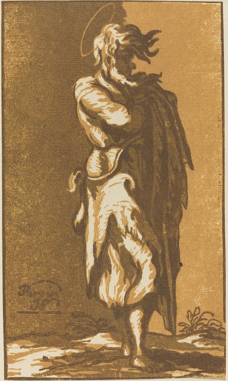 Saint homme debout avec les bras croisés, tourné vers la droite - John Skippe after Parmigianino