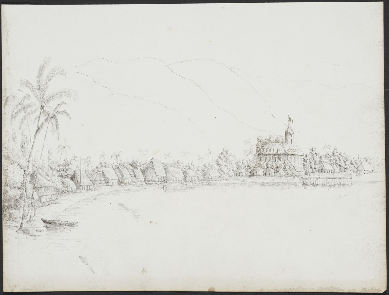 Vue de Papeete depuis le port, novembre 1845 - John Speer