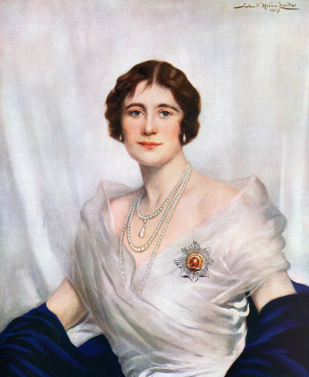 Portrait de couronnement de la reine Elizabeth, la reine mère en 1937 - John St. Helier Lander