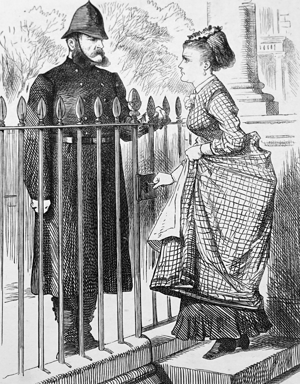 Un policier parlant avec une jeune femme - John Tenniel