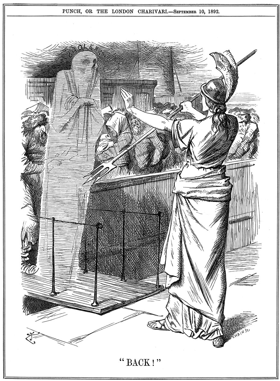 Britannia repoussant le choléra aux ports britanniques, 1892 - John Tenniel