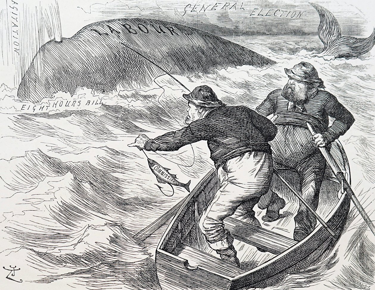 Caricature de John Tenniel, illustrateur anglais, humoriste graphique et caricaturiste politique. 1/1/1891 - John Tenniel
