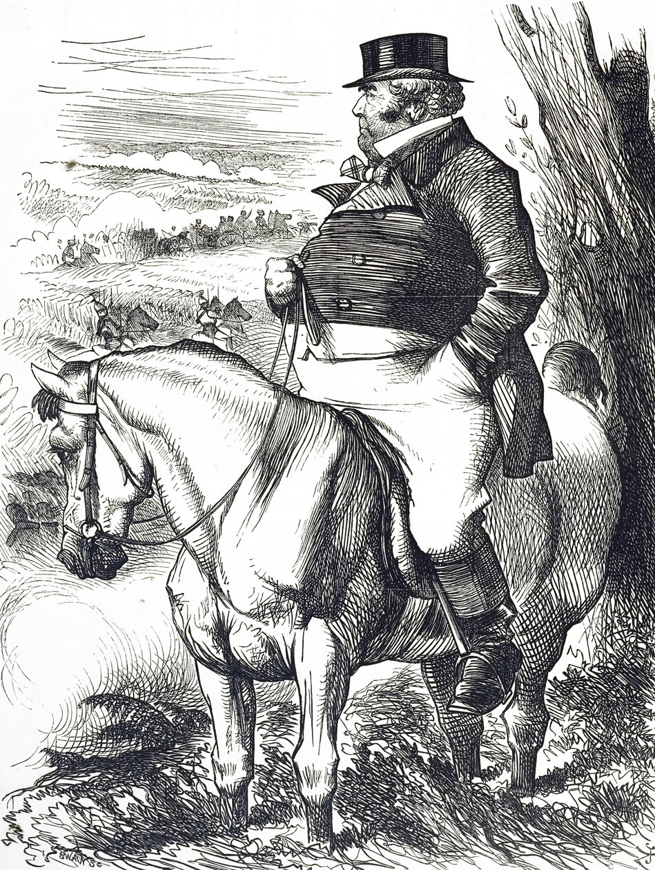 Caricature représentant John Bull observant les manœuvres d