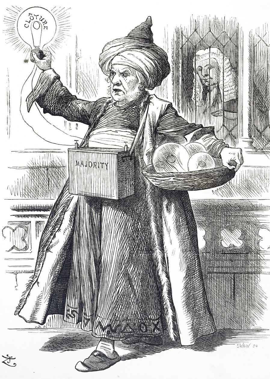 Dessin animé représentant William Ewart Gladstone en Aladdin - John Tenniel
