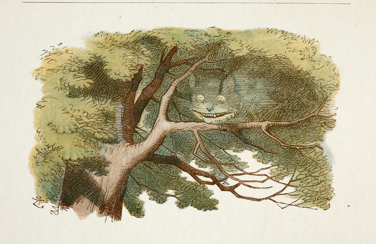 "Le chat du Cheshire" Planche tirée de "Alice au pays des merveilles" de Lewis Carroll illustré par John Tenniel - John Tenniel
