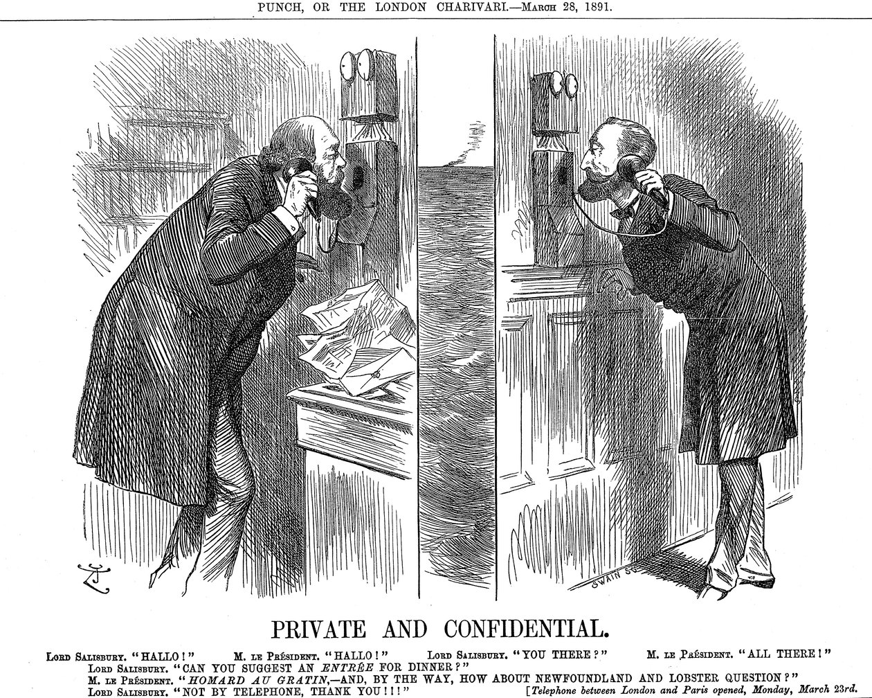 Privé et Confidentiel, ouverture de la ligne téléphonique anglo-française, 1891 - John Tenniel