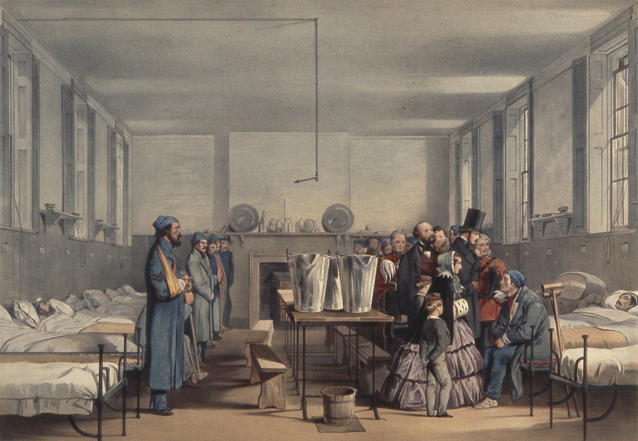 La reine Victoria et le prince Albert visitant des soldats blessés pendant la guerre de Crimée, à l