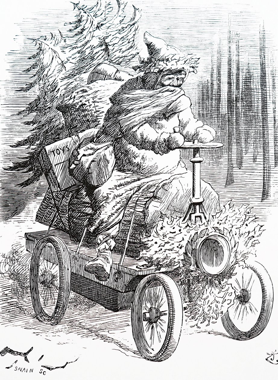 Le Père Noël traversant la neige. Par John Tenniel (1820-1914) un illustrateur anglais, humoriste graphique et caricaturiste politique - John Tenniel