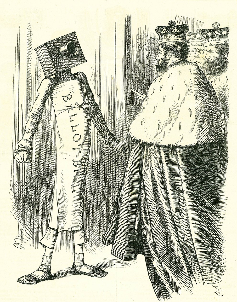 Le projet de loi sur le scrutin face à la Chambre des Lords. Caricature de John Tenniel de Punch, Londres, 20 juillet 1872 - John Tenniel