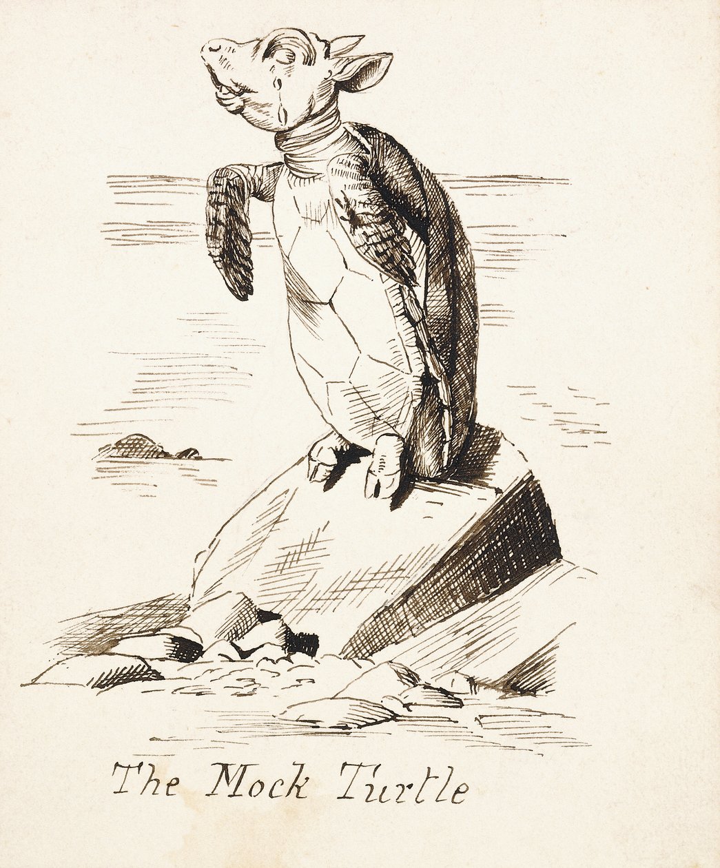 La Fausse Tortue pleurant sur un rocher, c.1865 - John Tenniel