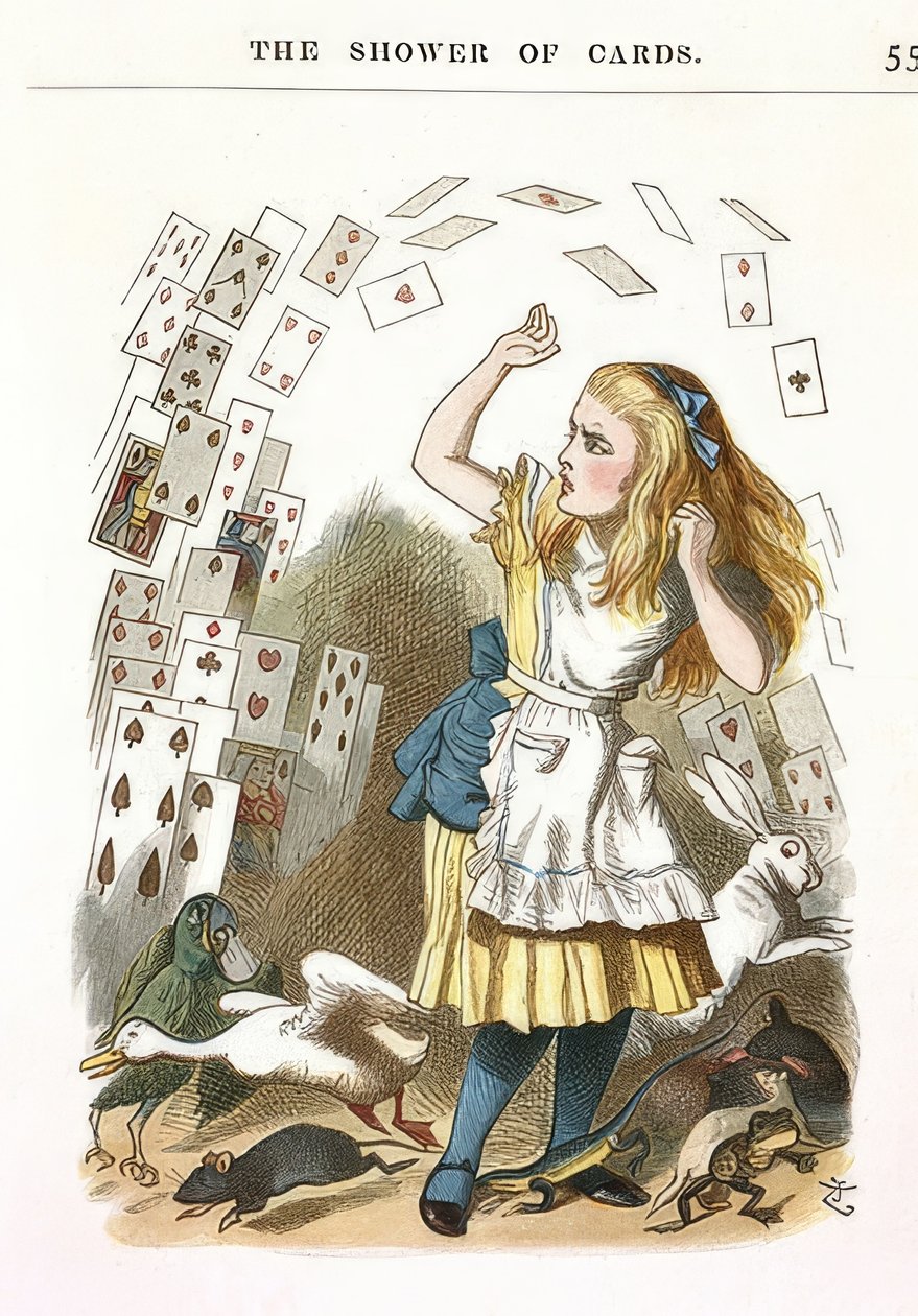 La Pluie de cartes. Illustration pour Alice au pays des merveilles de Lewis Carroll. 1890 - John Tenniel