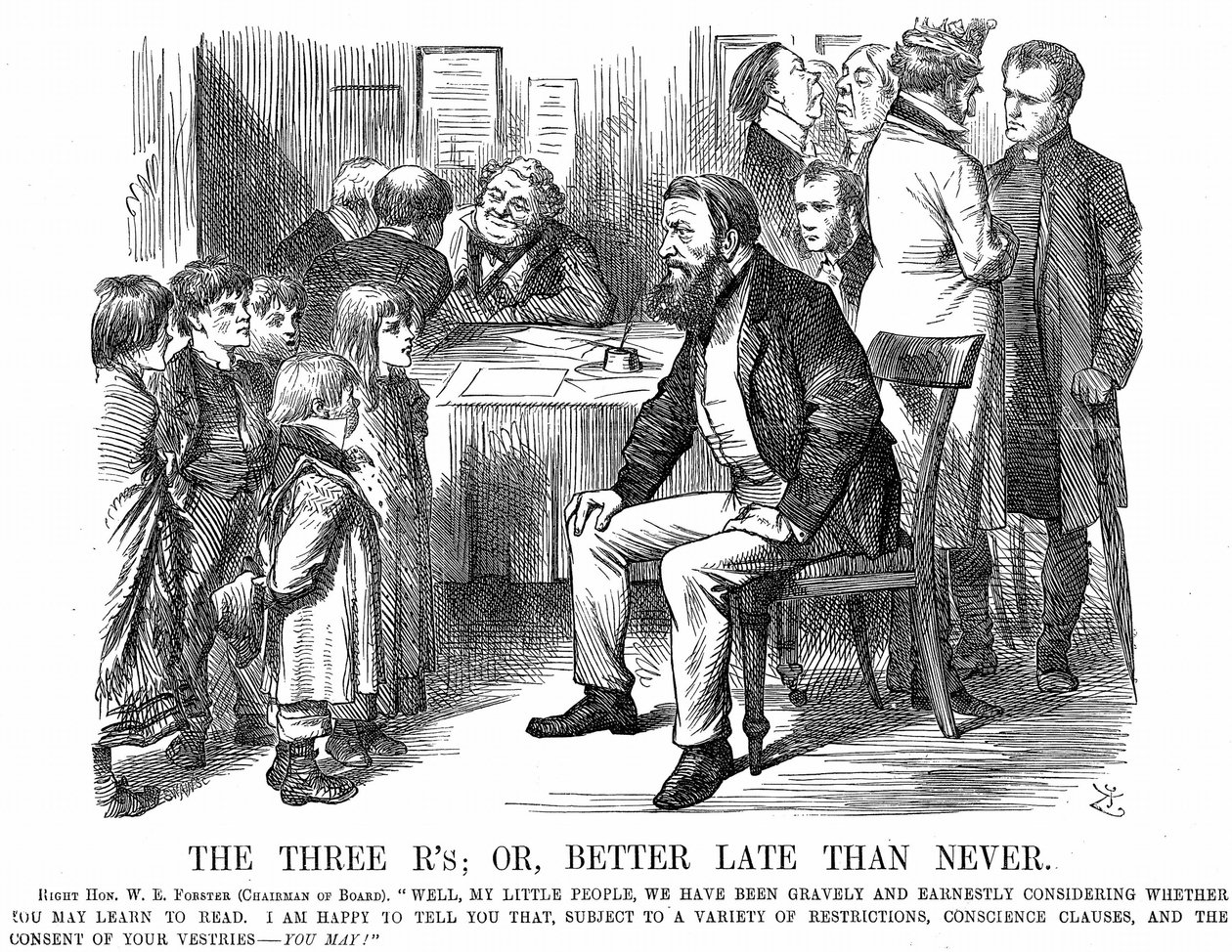 Les trois R, ou mieux vaut tard que jamais, caricature de Punch, mars 1870 - John Tenniel